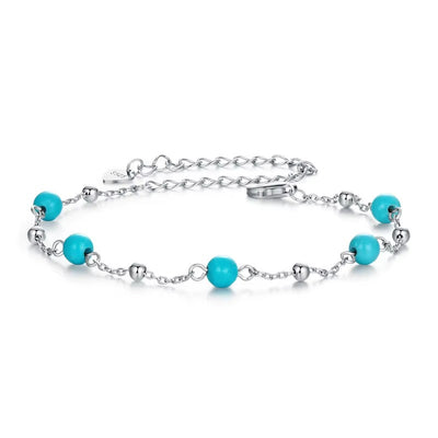 Bracciale in Argento 925 con Turchese e Maglia Fine