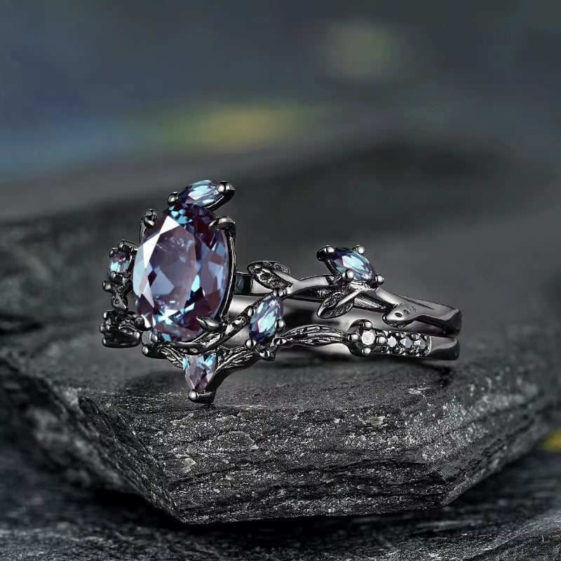 Anello Personalizzato Rami Neri con Pietre Colorate