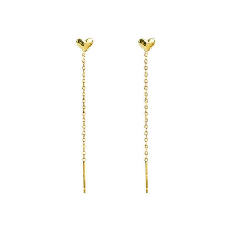 Orecchini Cuore con Nappa Lunga in Argento 925