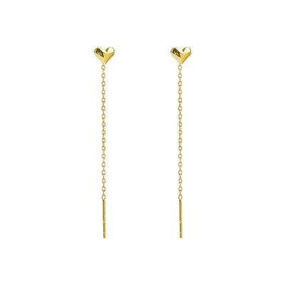 Orecchini Cuore con Nappa Lunga in Argento 925