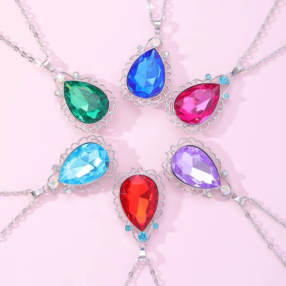 Collana a Goccia con Perline di Cristallo Colorato