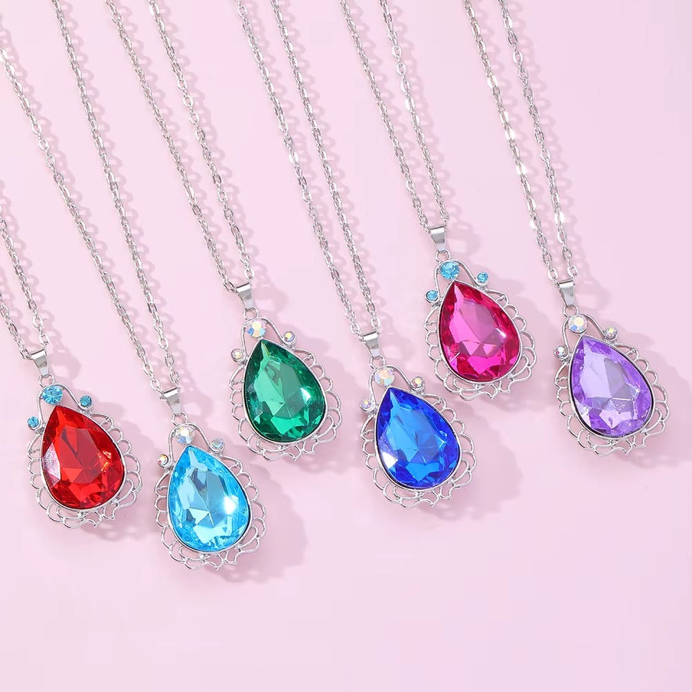 Collana a Goccia con Perline di Cristallo Colorato