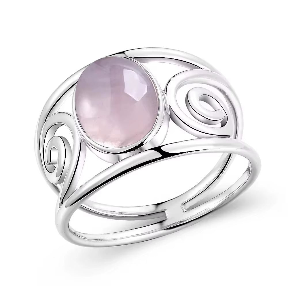Anello Sole Vintage in Quarzo Rosa – Argento S925