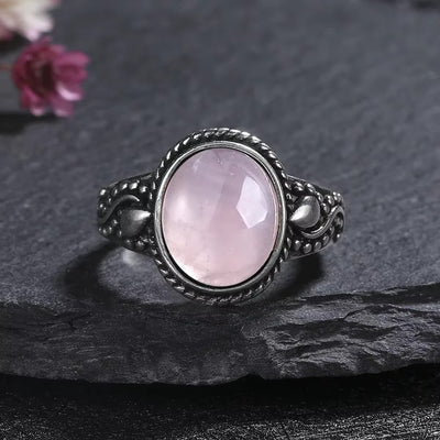 Anello Sole Vintage in Quarzo Rosa – Argento S925