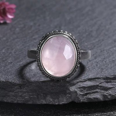 Anello Sole Vintage in Quarzo Rosa – Argento S925