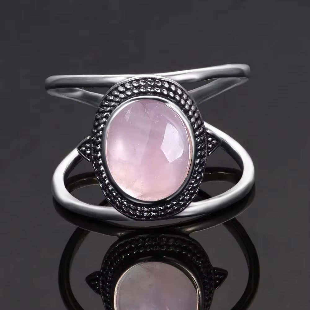 Anello Sole Vintage in Quarzo Rosa – Argento S925