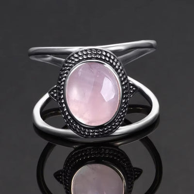 Anello Sole Vintage in Quarzo Rosa – Argento S925