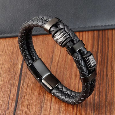Bracciale in Corda con Ciondolo in Cuoio – Magnete Unisex