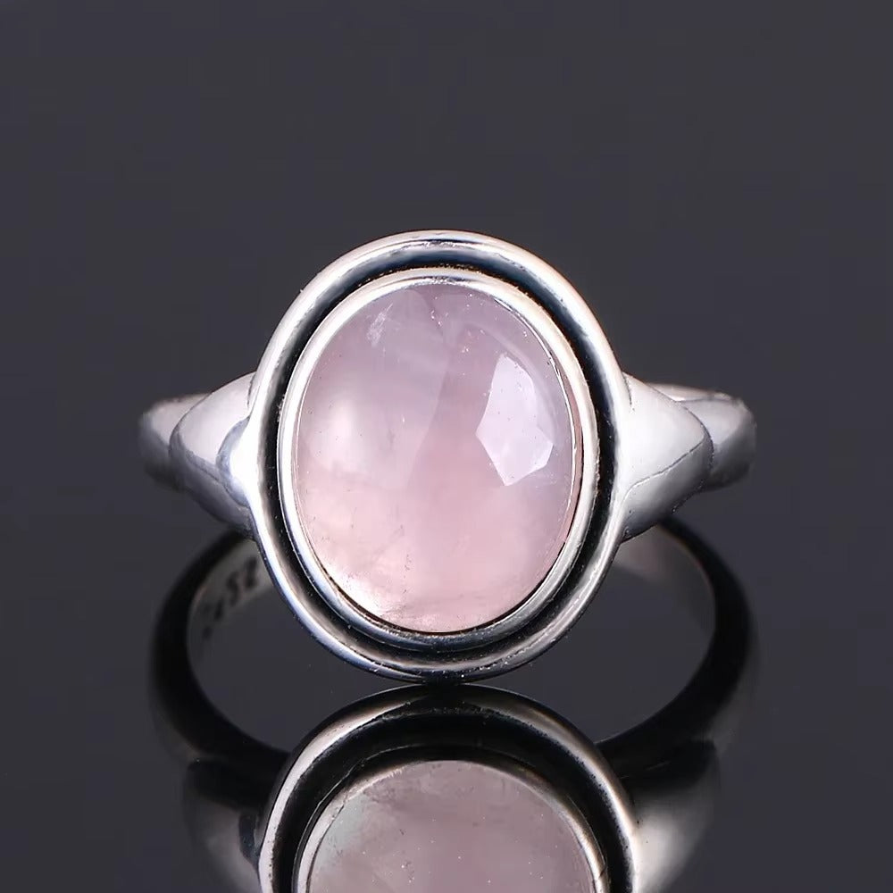 Anello Sole Vintage in Quarzo Rosa – Argento S925