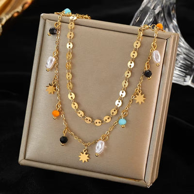 Collana con Zirconi Colorati Geometrici