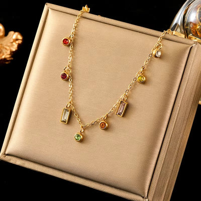 Collana con Zirconi Colorati Geometrici