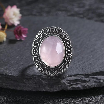 Anello Sole Vintage in Quarzo Rosa – Argento S925