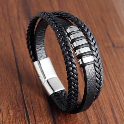 Bracciale in Corda con Ciondolo in Cuoio – Magnete Unisex