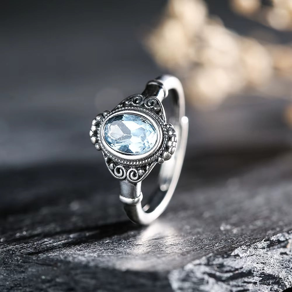 Anello in Argento 925 con Acquamarina Naturale – Eleganza senza tempo
