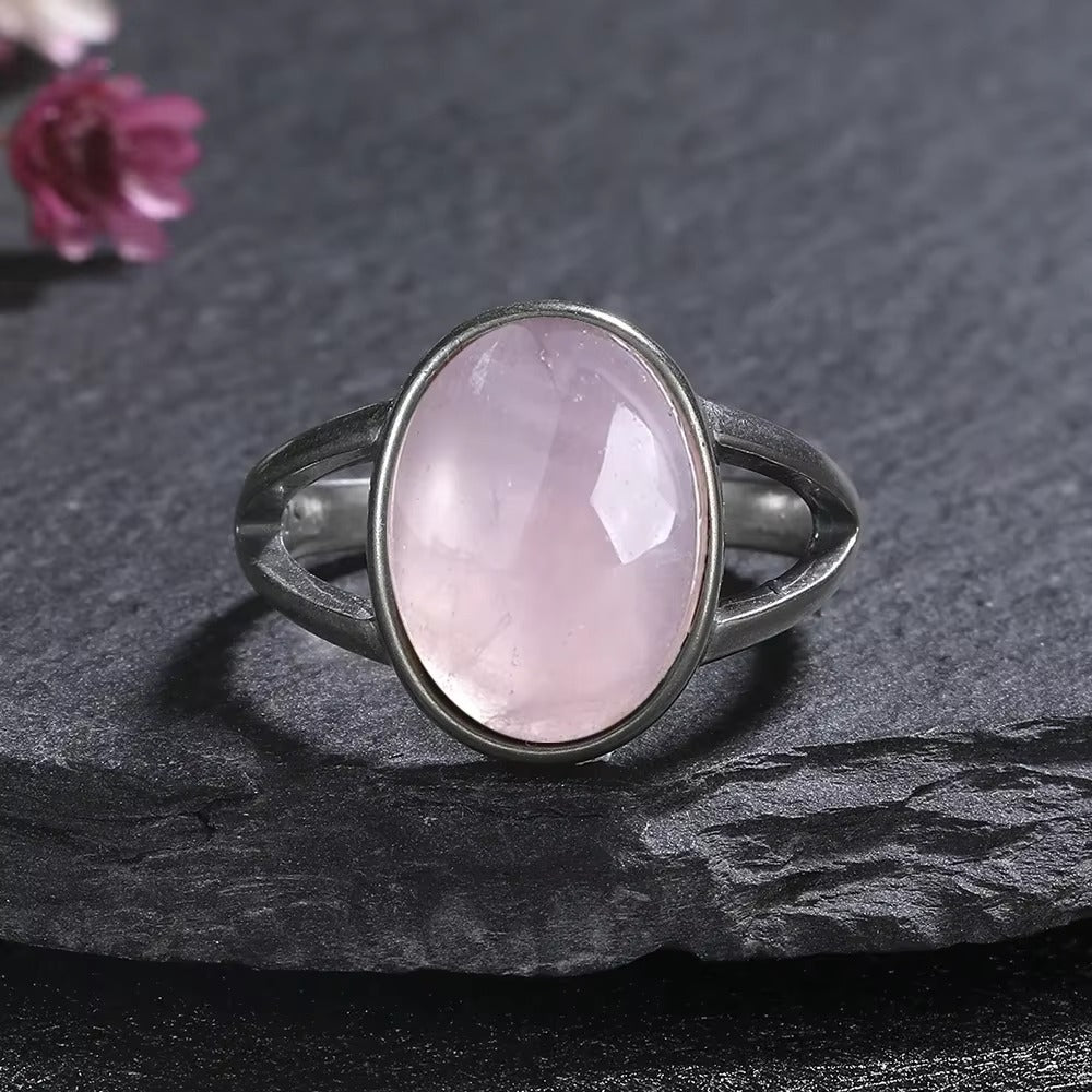 Anello Sole Vintage in Quarzo Rosa – Argento S925