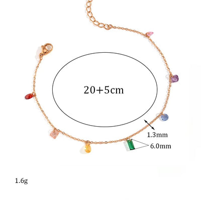 Gioiello 3-in-1 in Acciaio 316L Placcato Oro 18K con Zirconi – Bracciale, Collana e Cavigliera