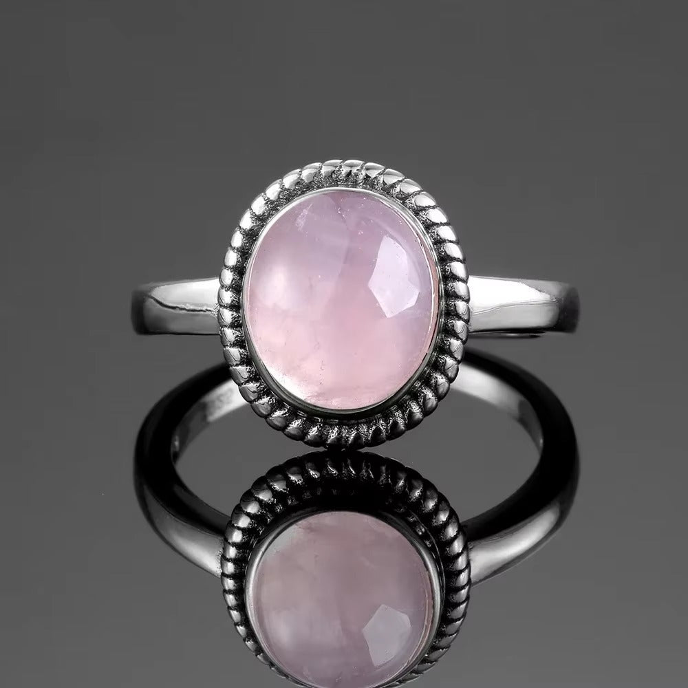 Anello Sole Vintage in Quarzo Rosa – Argento S925